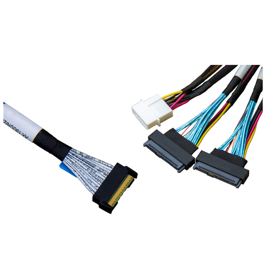 DiliVing MCIO x8 to 2*U.2 NVMe Adapter,SFF-TA-1016 74Pin to 2*SFF-8639 68Pin Cable with Power,PCIe Gen5 Mini Cooledge IO Cable 80CM