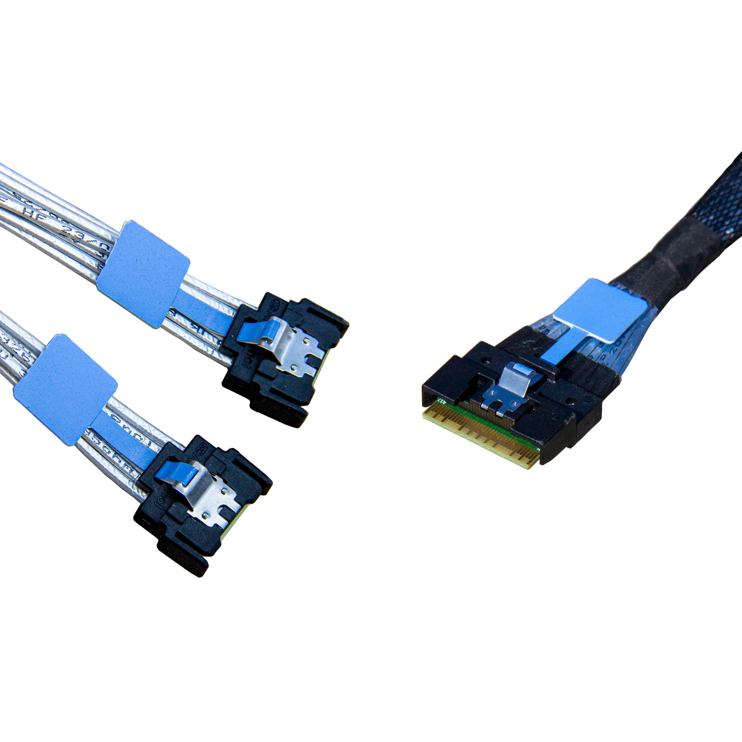 DiliVing SlimSAS x8 to 2*MCIO x4,SFF-8654 74Pin to 2*SFF-TA-1016 38Pin,PCIe Gen5 Mini Cooledge IO，Double Straight Cable 80CM(CBL-SAST-0953)