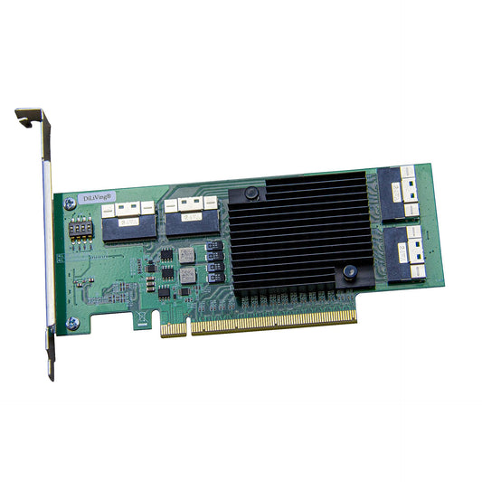 DiLiVing PCI Express x16 to 4*SlimSAS 8X Expander, 8*U.2 NVMe SSD Adapter with SFF-8654 74 Pin Connector and Broadcom PLX8748 chipset for Servers