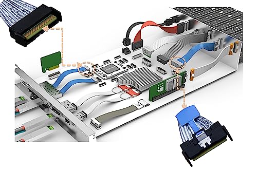 DiliVing MCIO x8 to 2*MCIO x4,SFF-TA-1016 74Pin to 2*SFF-TA-1016 38Pin,PCIe Gen5 Mini Cooledge IO，Double Straight Cable 70CM(CBL-MCIO-1235M5Y)