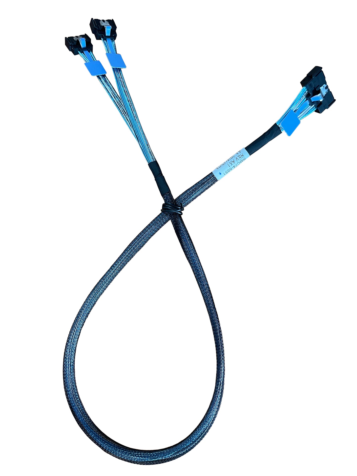 DiliVing MCIO x8 to 2*MCIO x4,SFF-TA-1016 74Pin to 2*SFF-TA-1016 38Pin,PCIe Gen5 Mini Cooledge IO,Double Straight Cable 70CM(CBL-MCIO-1235M5Y