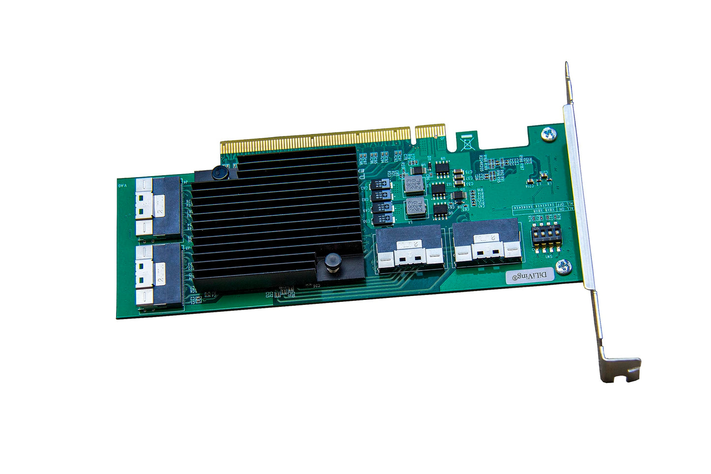 DiLiVing PCI Express x16 to 4*SlimSAS 8X Expander, 8*U.2 NVMe SSD Adapter with SFF-8654 74 Pin Connector and Broadcom PLX8748 chipset for Servers