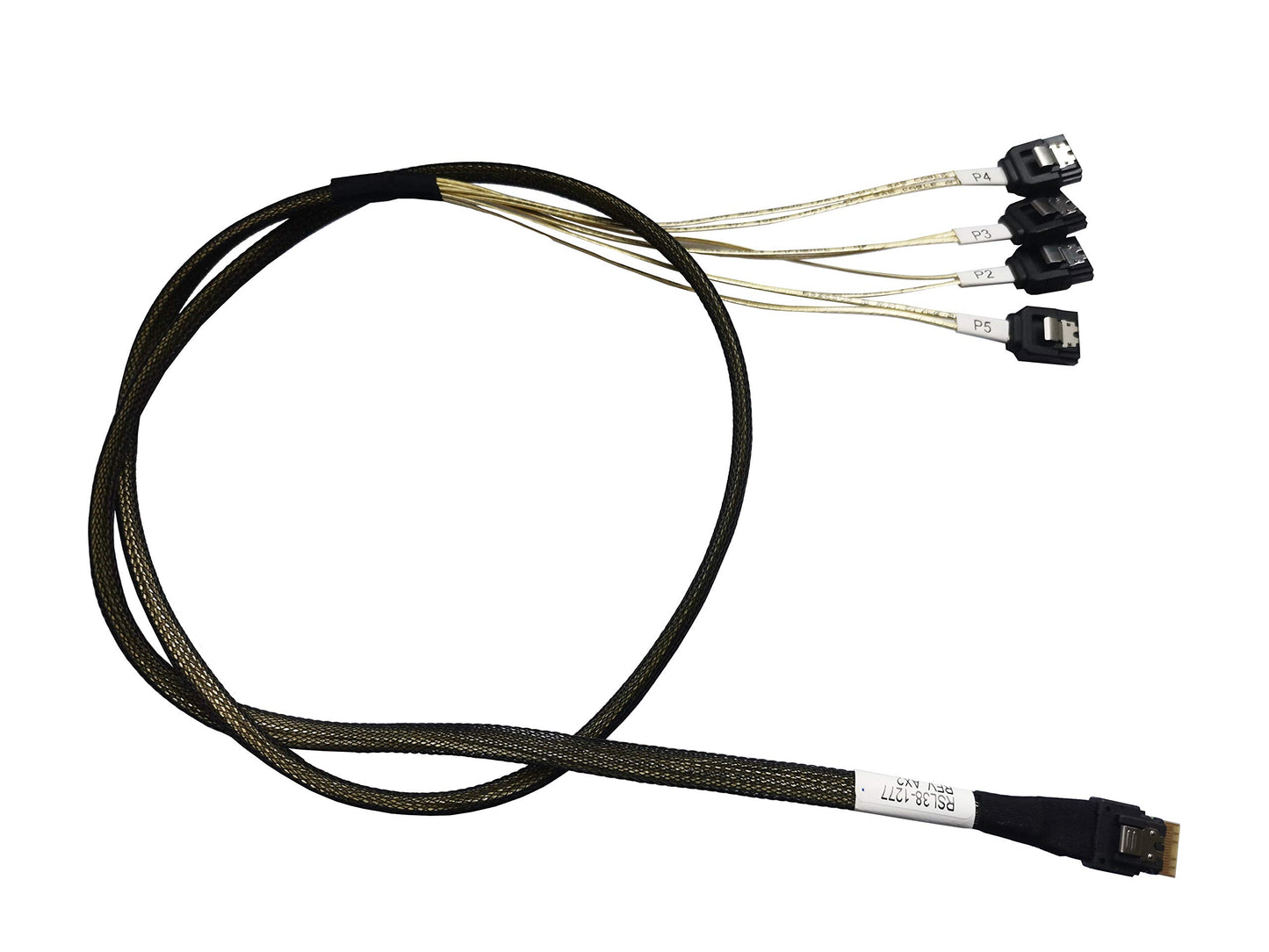 DiliVing SlimSAS 4X to 4*SATA，SFF-8654 38pin to 4xSATA(7pin) Cable