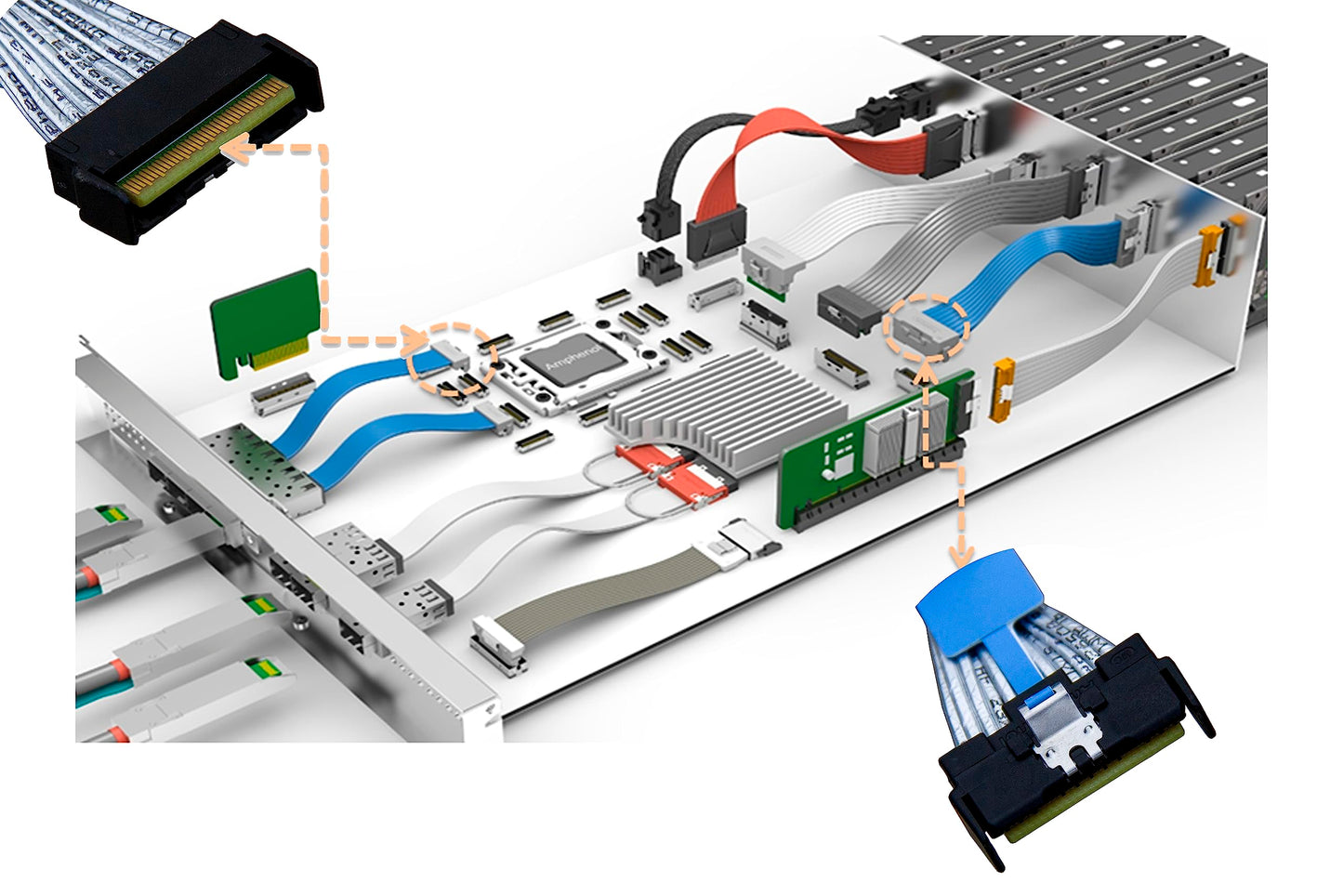 DiliVing SlimSAS 8X to SlimSAS 8X,SFF-8654 74pin to SFF-8654 74pin Cable 80CM
