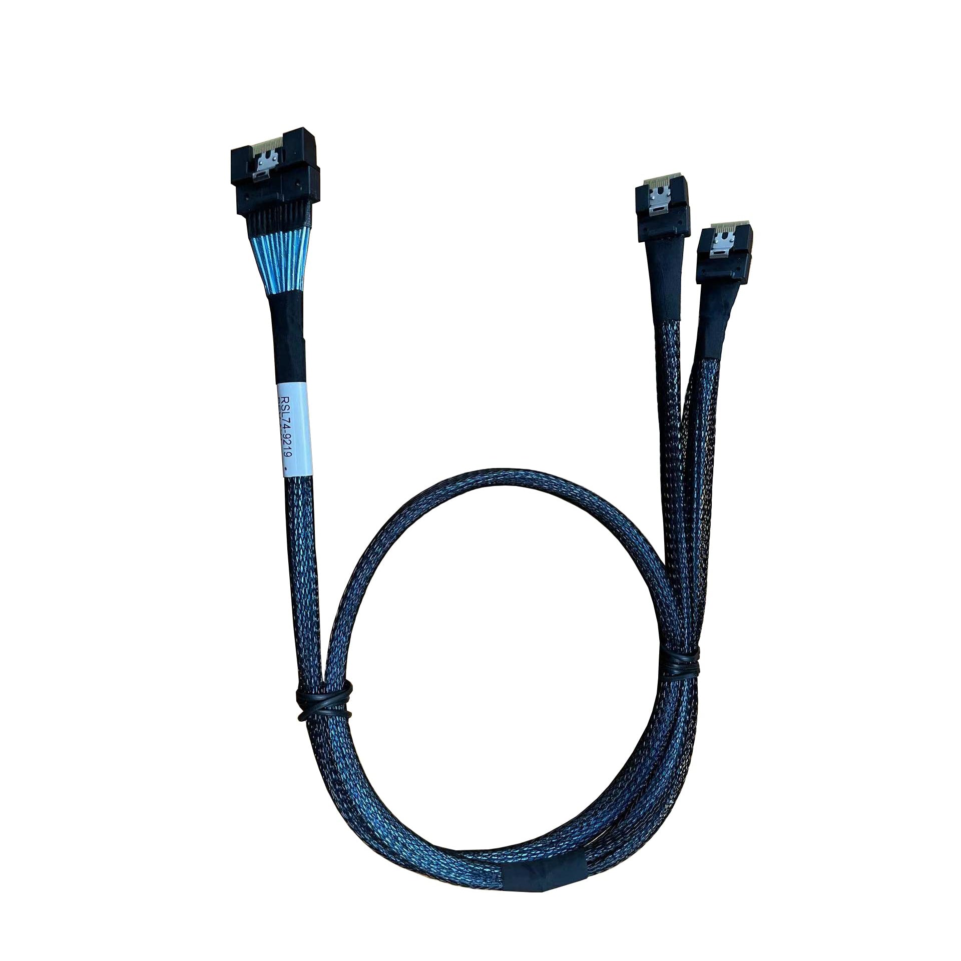 Server Cable SFF-8654 To Dual SFF-8643 SAS Cable - 50cm 8i 74Pin PCI-E Gen4 Ultraport Slimline - Foto 14