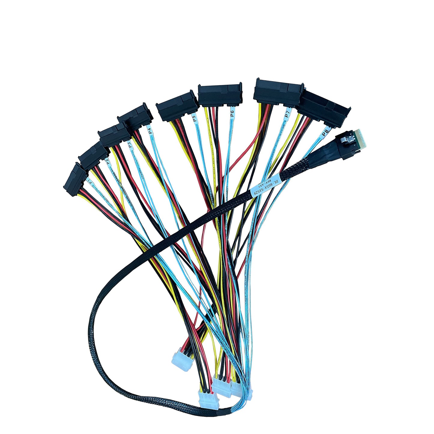 DiliVing SlimSAS 8X to 8*SAS, SFF-8654 74pin to 8*SFF-8482 29pin with 4*Big4pin Power Cable(100CM)